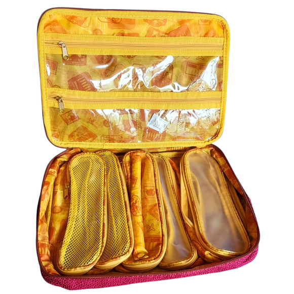 NEW Samantha Brown Croc Trim Burgundy Cosmetics Makeup Jewelry Travel System Bag - Picture 7 of 8